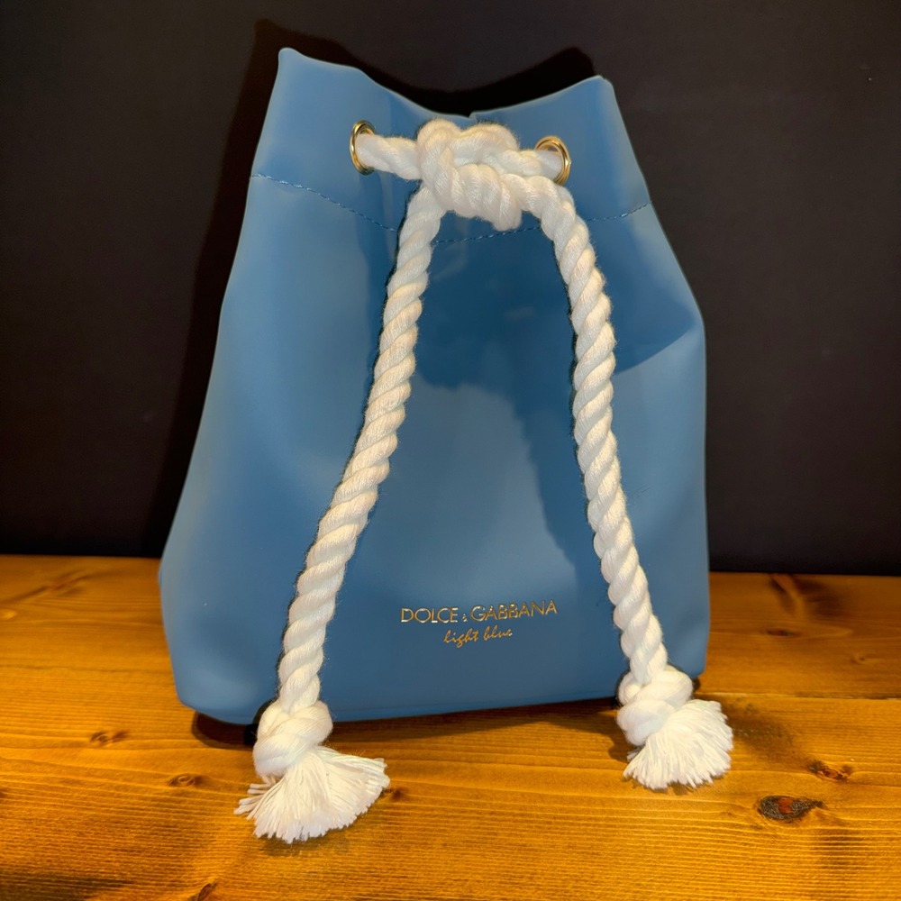 Dolce & Gabbana Light Blue Drawstring Cosmetic Pouch Bag GWP Authentic